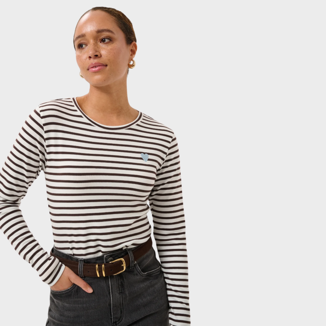 PULL À RAYURES LIDDY BRUN -KAFFE