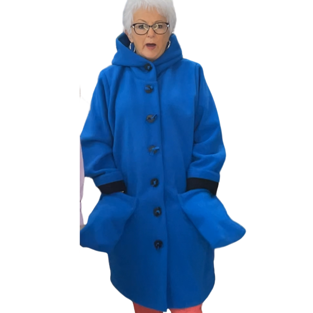 MANTEAU COBALT AVEC CAPUCHON
