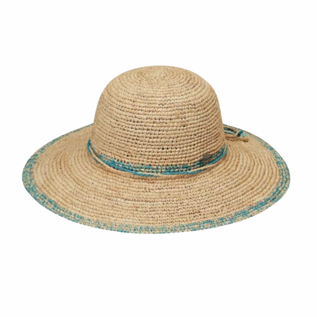 CHAPEAU CAMILLE NATUREL/TURQUOISE-WALLAROO