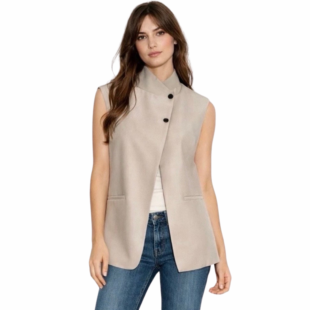 BLAZER TAUPE SANS MANCHES FERMETURE CROISÉE