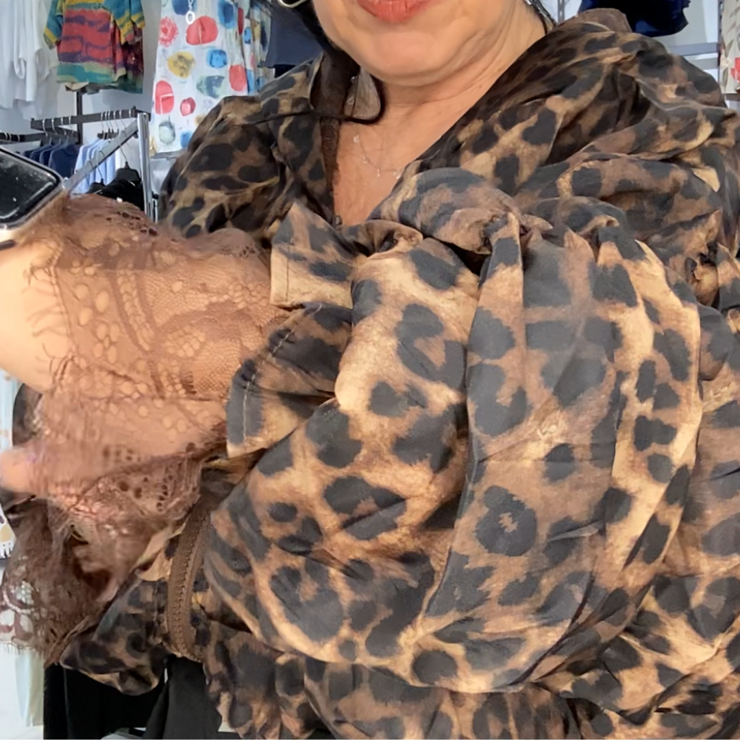 VESTE A DOUBLE DENTELLE LÉOPARD