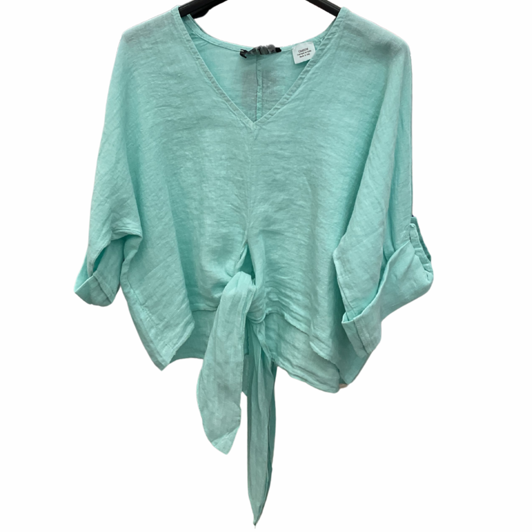 CHEMISE AQUA AVEC NOEUD