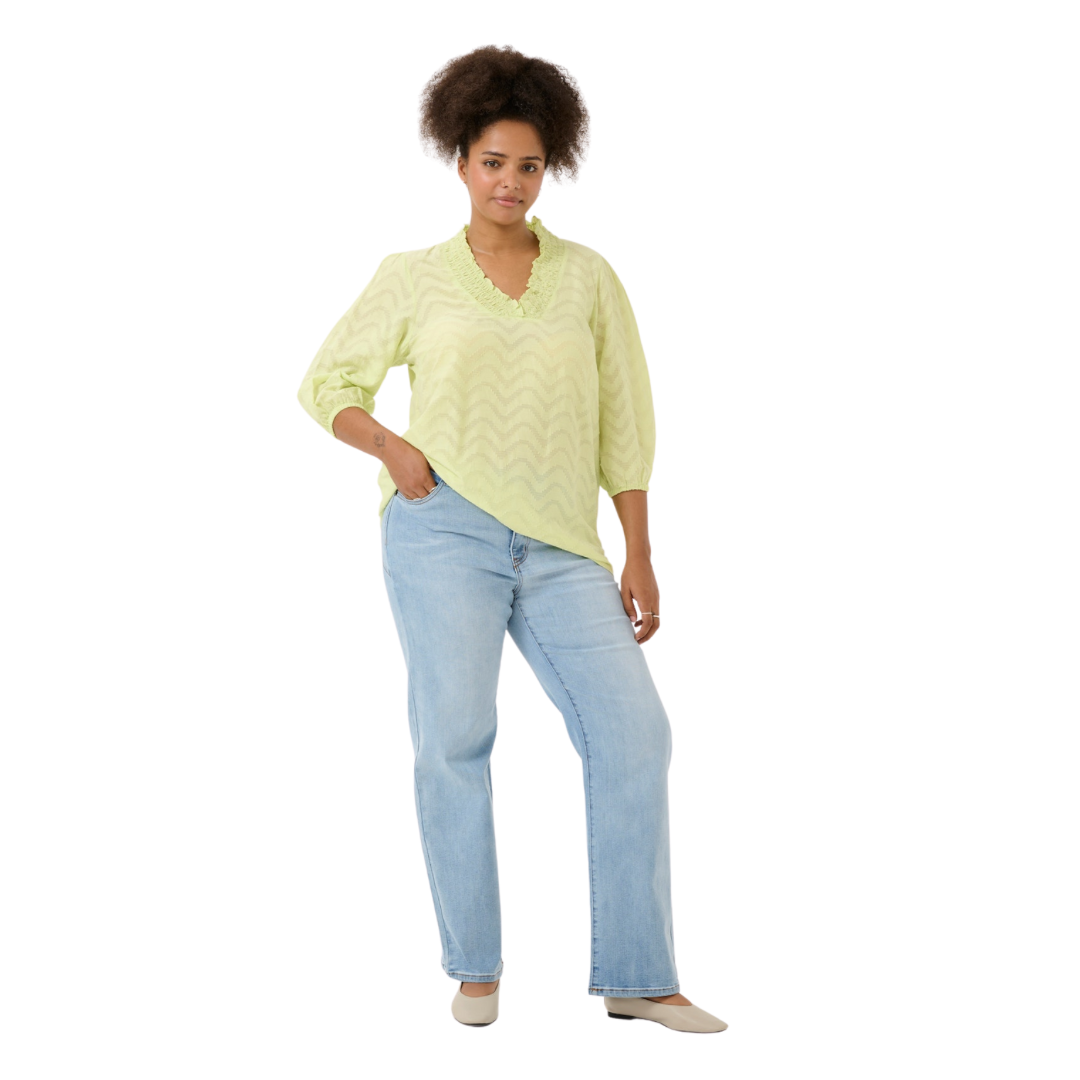BLOUSE VERTE LIME-KAFFE CURVE
